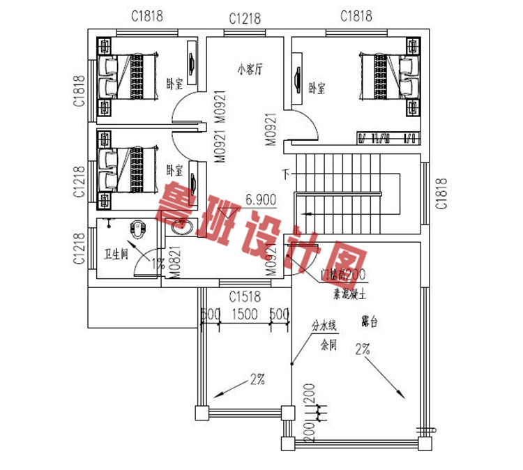 三层别墅设计三层户型图