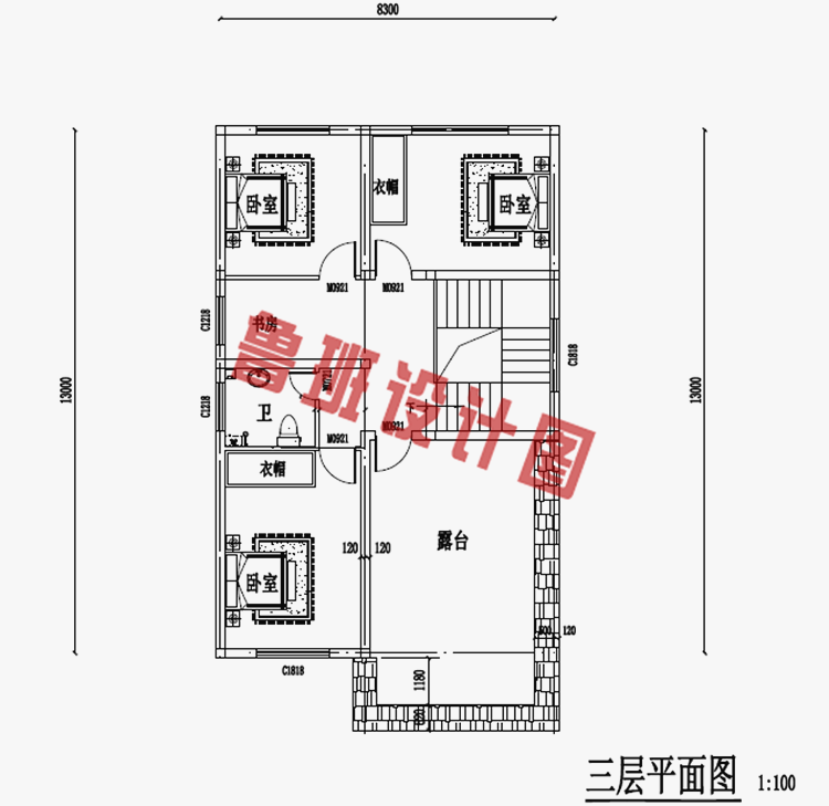 110平米三层自建房屋自建别墅设计图