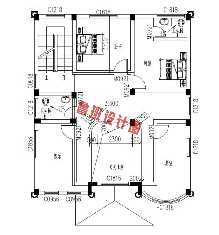 三层别墅房屋设计二层户型图