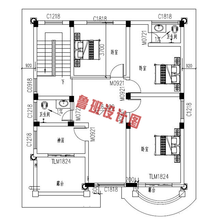 三层别墅房屋设计三层户型图