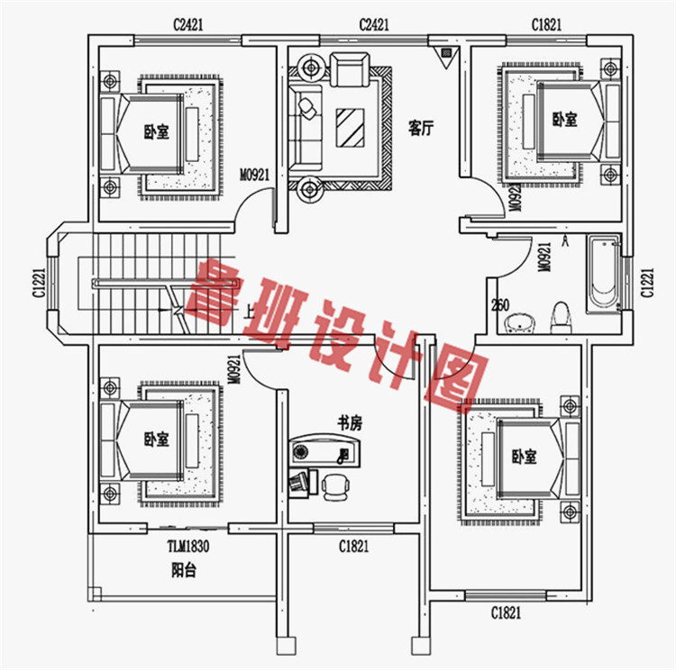 带车库现代三层楼房设计图