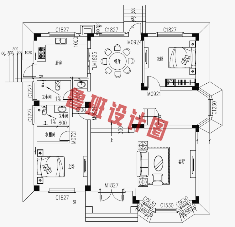 150平米简单大方的三层农村自建房设计图