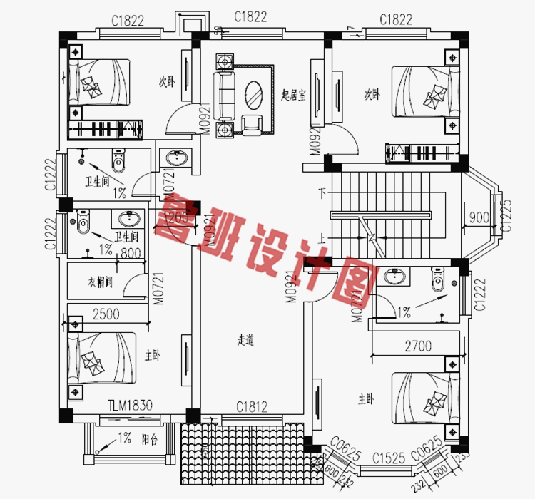 150平米简单大方的三层农村自建房设计图