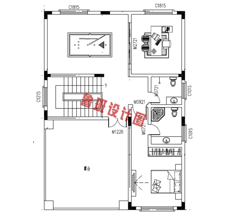 120平三层别墅设计三层户型图