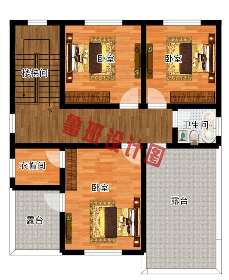 三层带车库别墅设计施工三层户型图