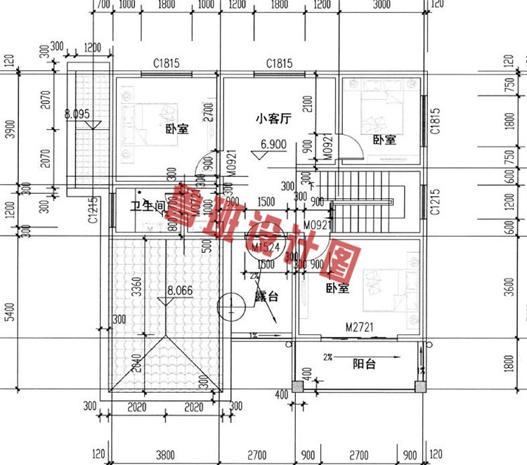 美式乡村三层别墅推荐设计三层户型图