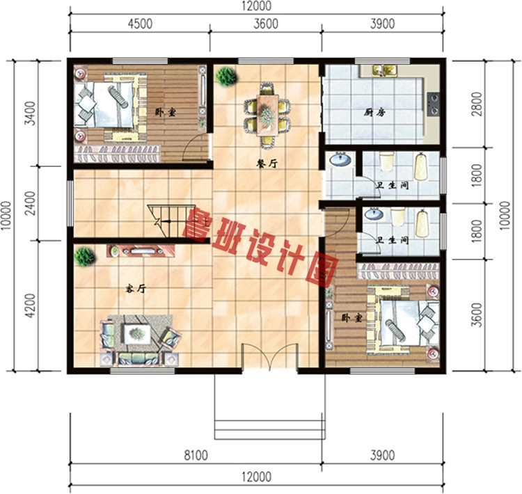 奢华简欧三层别墅设计一层户型图