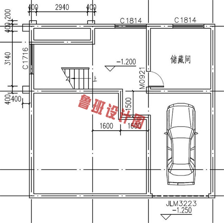 带车库三层半别墅设计地下室户型图