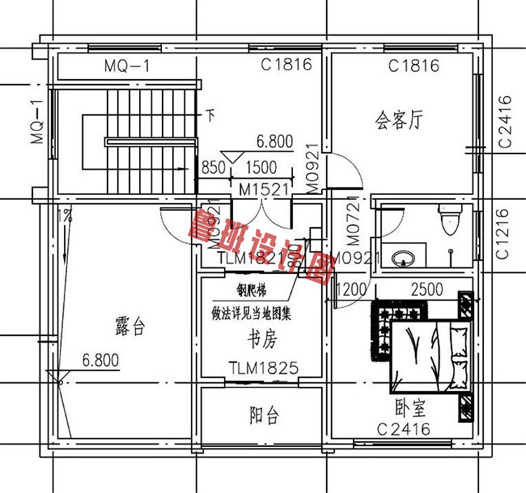 带车库三层半别墅设计三层户型图