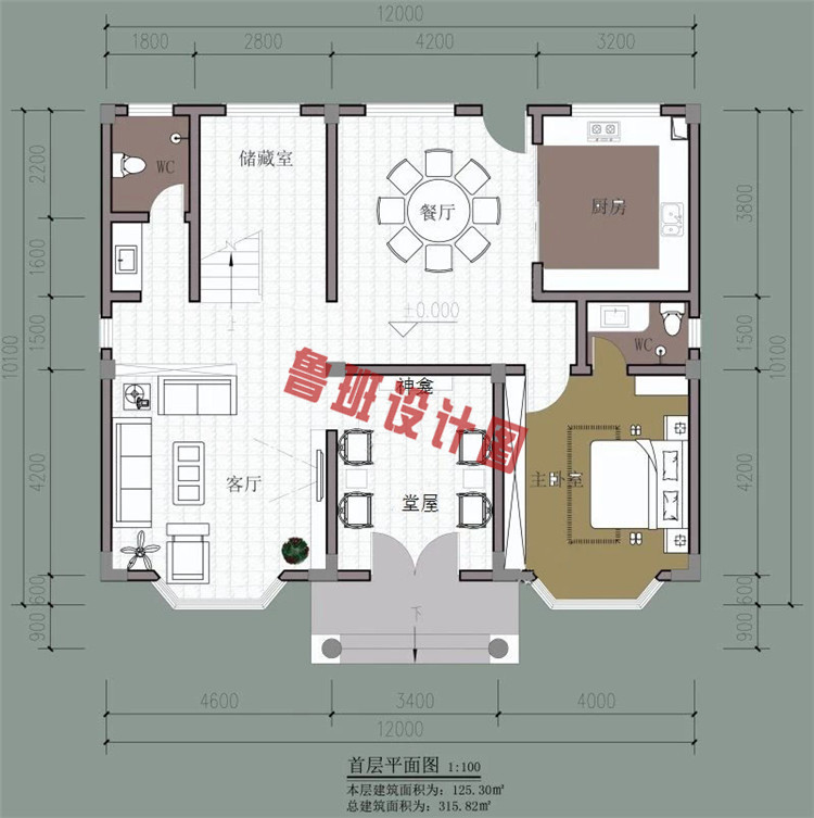 现代实用三层自建房设计一层户型图