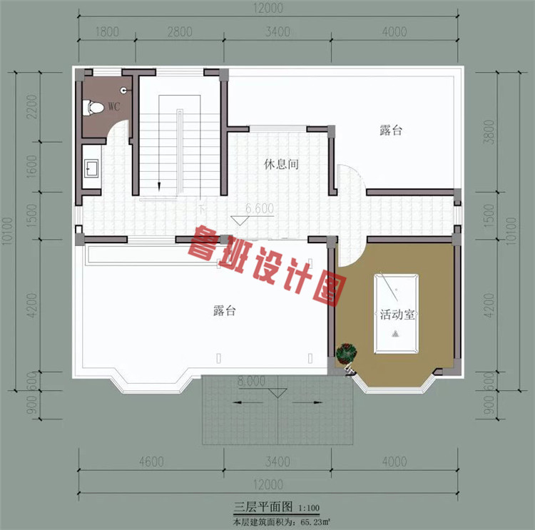 现代实用三层自建房设计三层户型图