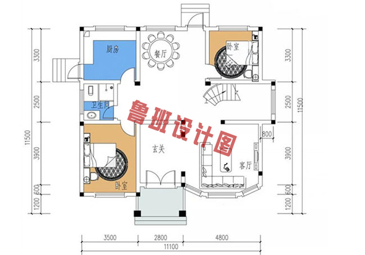 三层复式别墅设计一层户型图