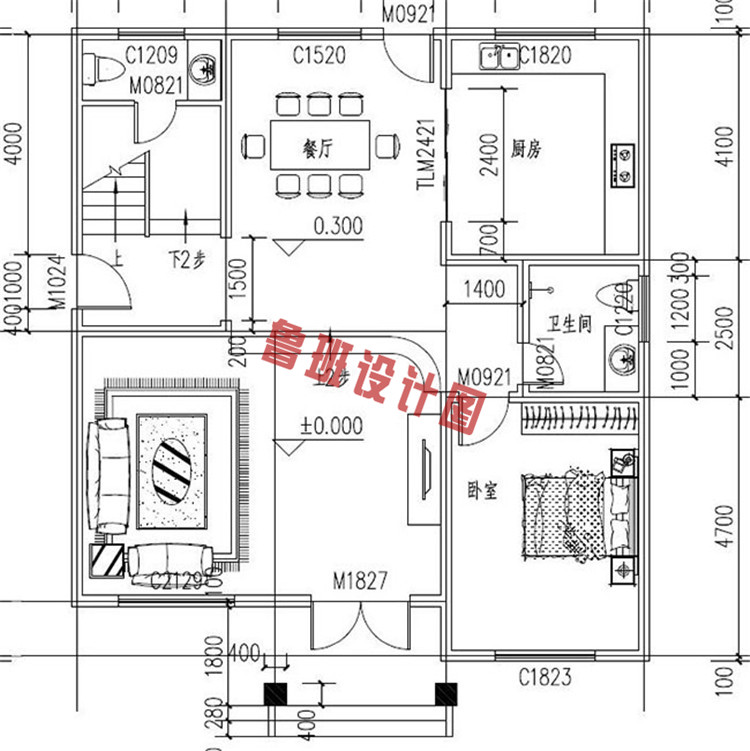 带空中花园的欧式三层别墅设计一层户型图