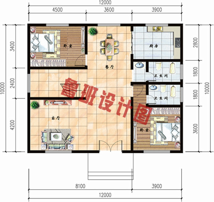 120平方米新农村三层房屋设计图