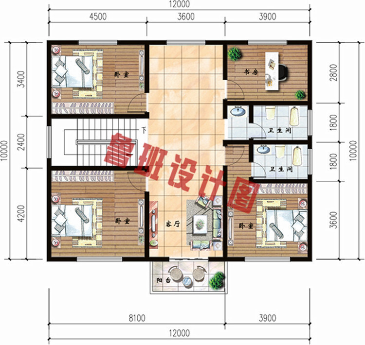 120平方米新农村三层房屋设计图