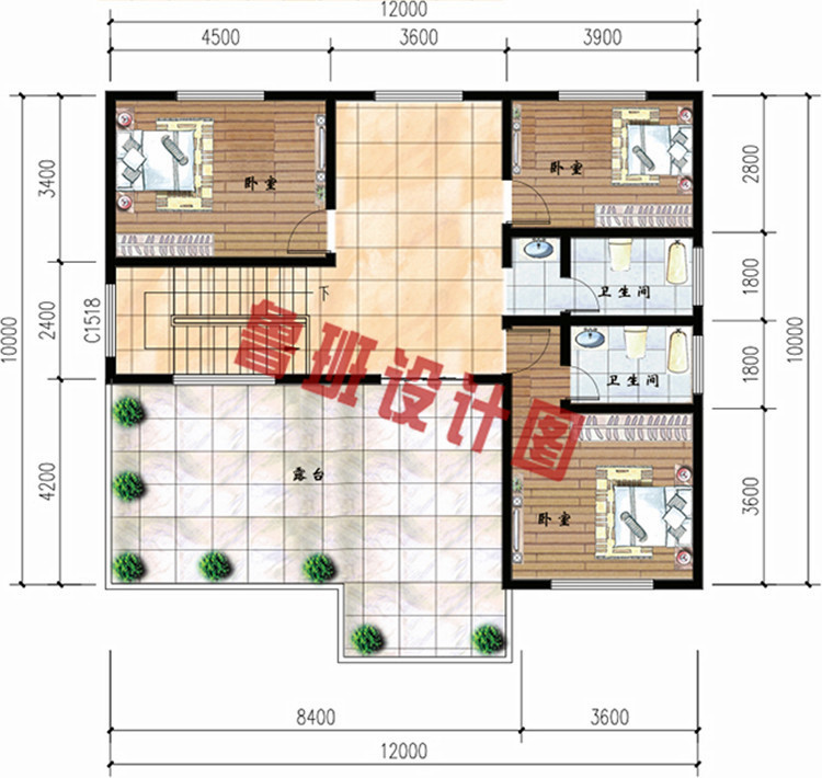 120平方米新农村三层房屋设计图