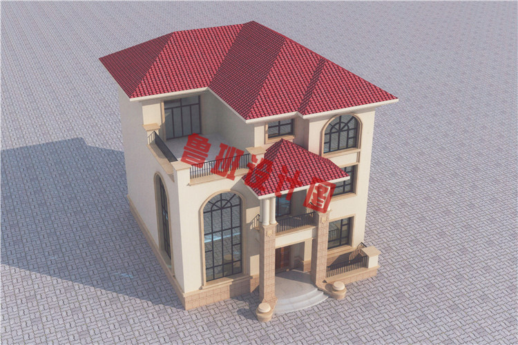 中式三层房屋推荐设计鸟瞰图