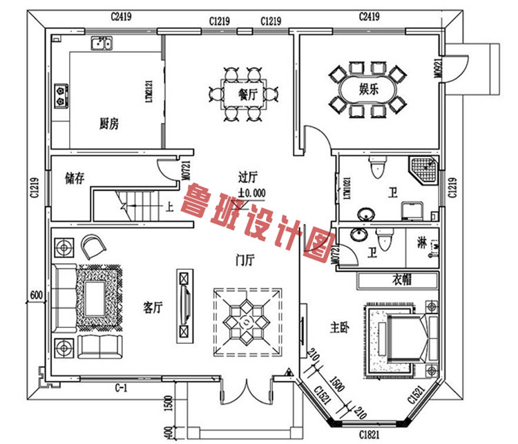 2018热销三层自建房一层户型图