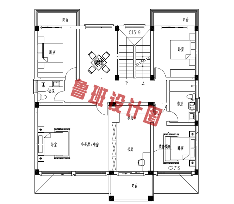 2019年新款徽式新农村二层楼房设计图