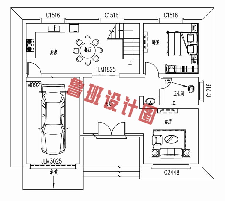 带车库现代三层房屋别墅设计图