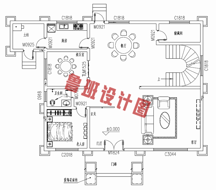 欧式豪华三层别墅设计图