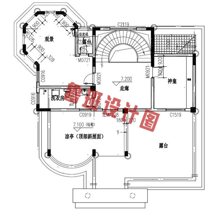 富有高级感的欧式三层别墅设计三层户型图