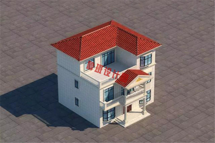 120平三层小别墅设计鸟瞰图