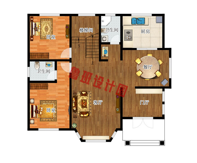 12X11米农村三层别墅房屋设计一层户型图