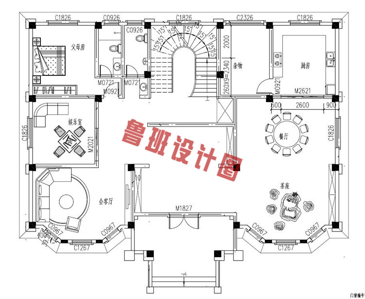 农村三层别墅设计一层户型图