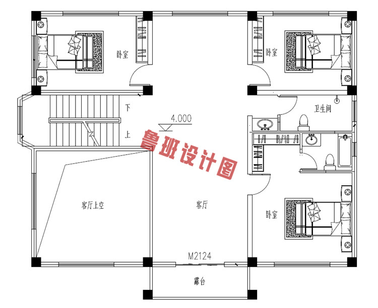 三层欧式别墅设计二层户型图