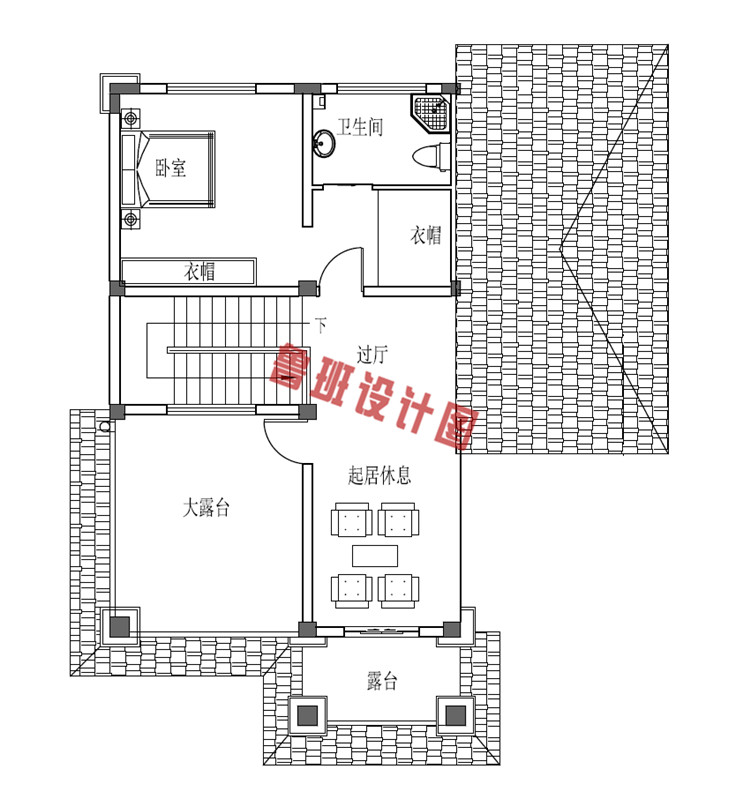 三层欧式经典乡村小别墅设计三层户型图