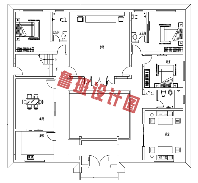 农村小型四合院设计效果图及施工图