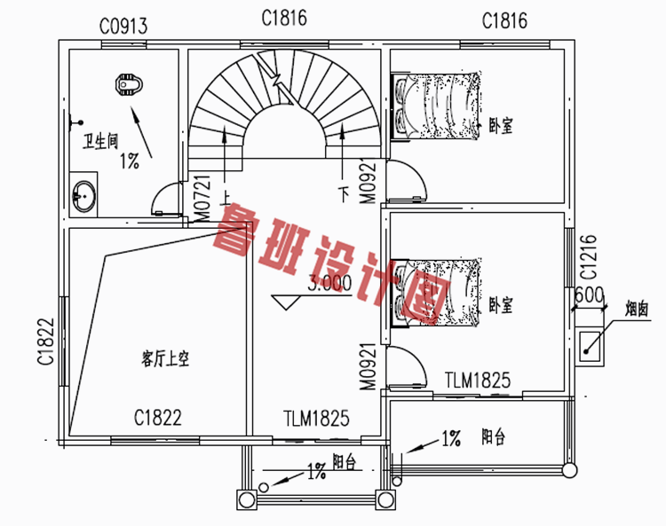 农村小户型三层平屋顶别墅设计图