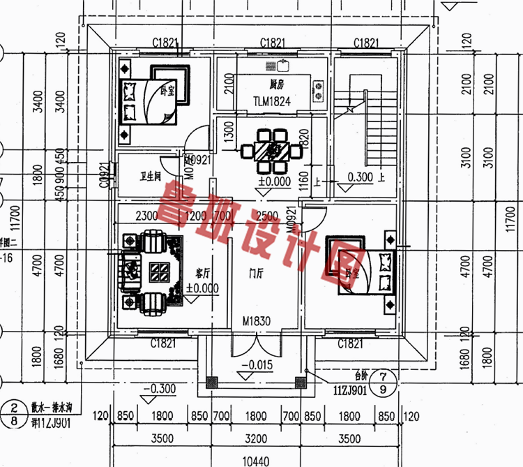 简单实用三层楼房别墅设计图纸