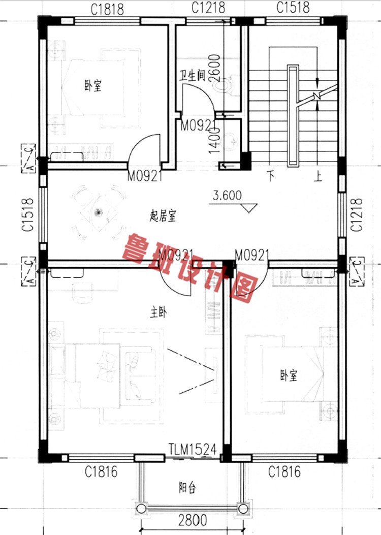 三层农村经典欧式自建房屋二层户型图