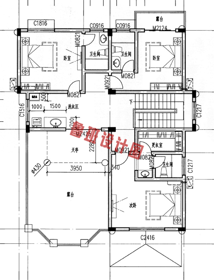 最新欧式三层别墅设计三层户型图