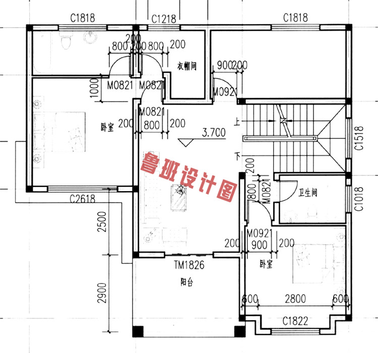 三层农村小洋楼设计二层户型图