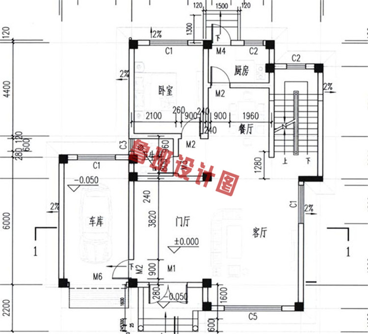 30万三层农村别墅设计一层户型图