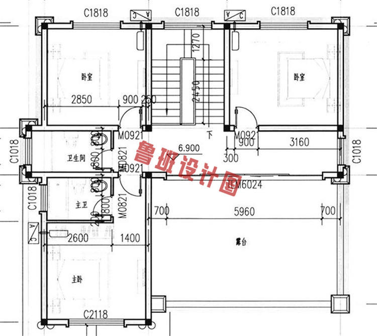 经典复式三层别墅设计三层户型图