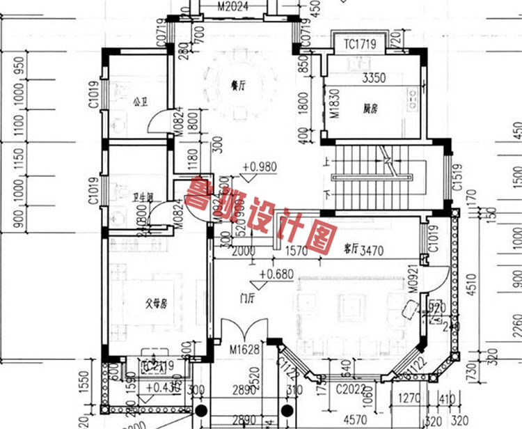 三层高端大气三层别墅设计一层户型图