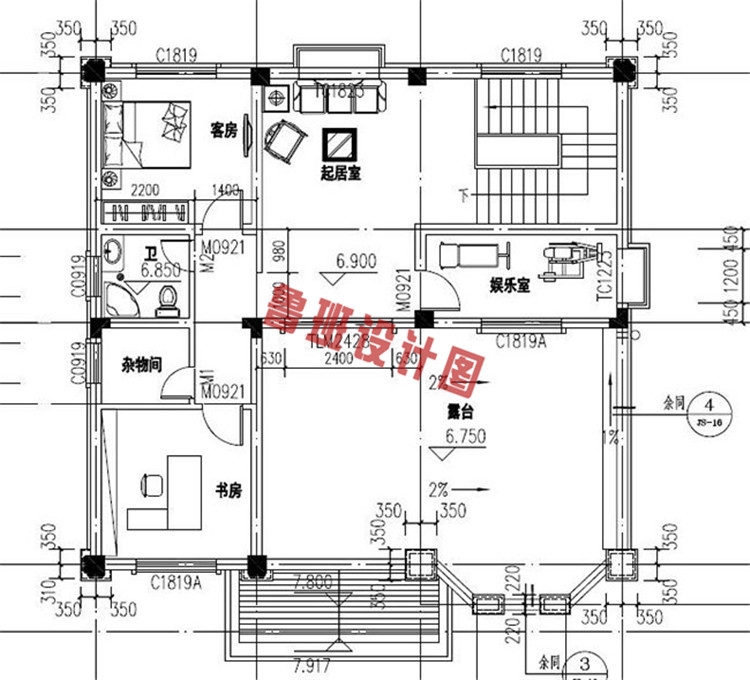 高端大气三层别墅推荐设计三层户型图