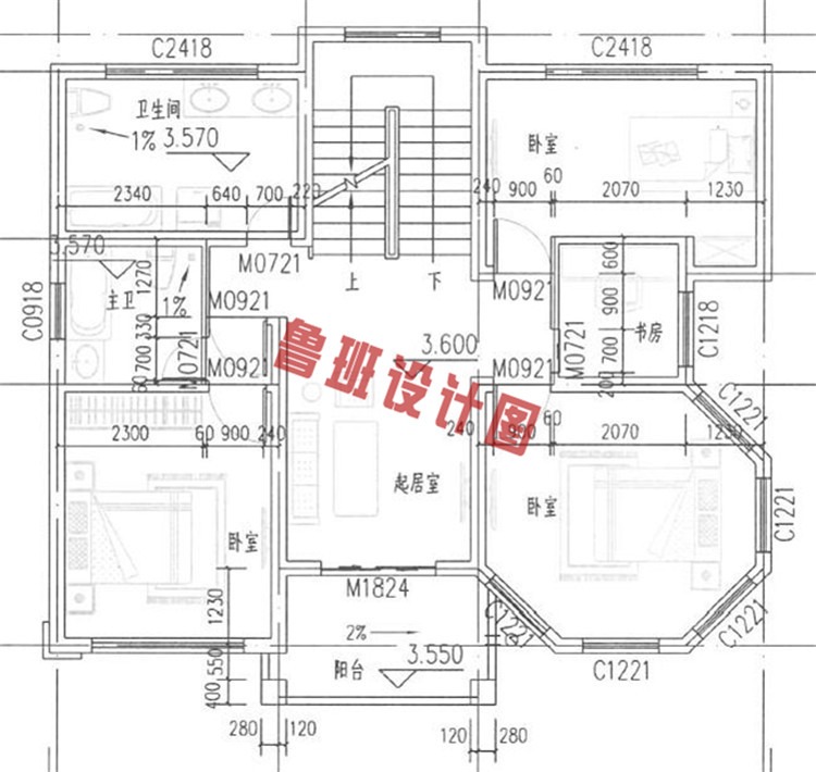 现代风别墅设计二层户型图