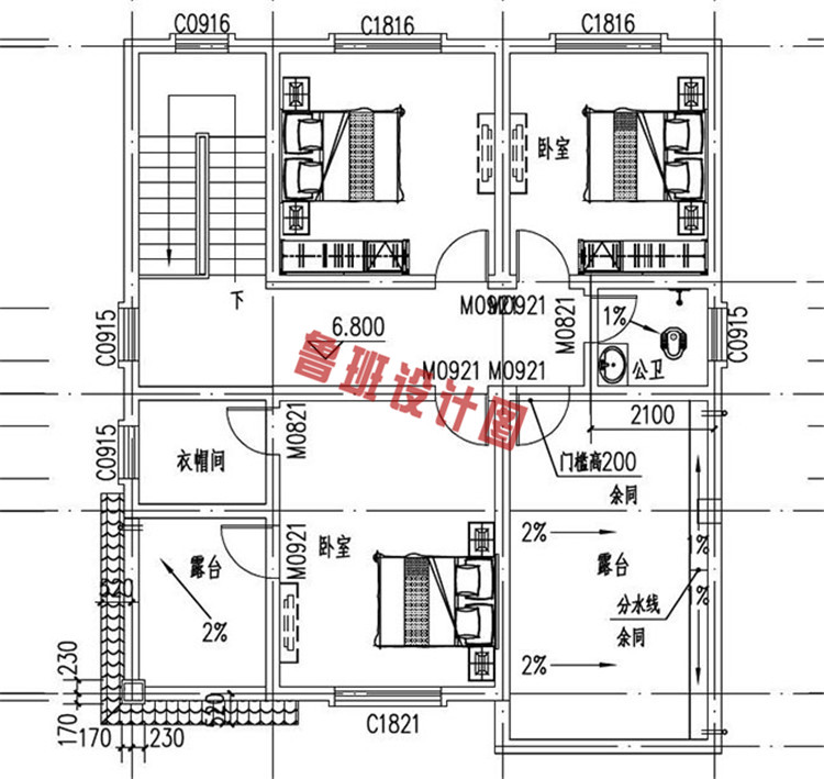 实用型现代三层房屋自建设计三层户型图