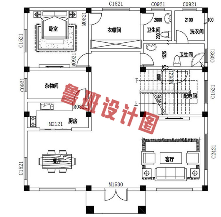 三层农村自建房屋一层户型图