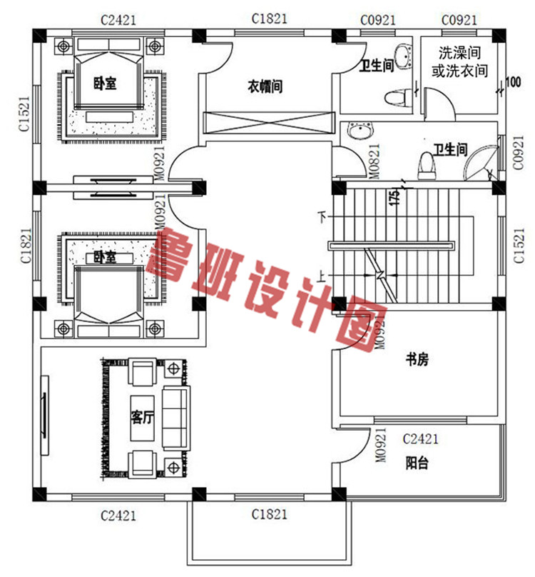 三层农村自建房屋二层户型图