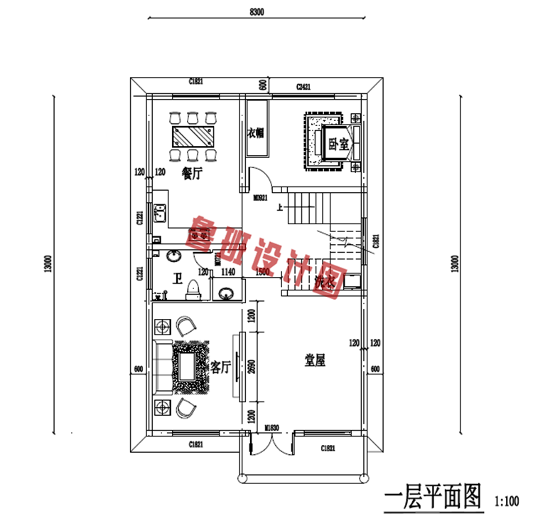 2019火爆销售款小户型三层小别墅一层户型图