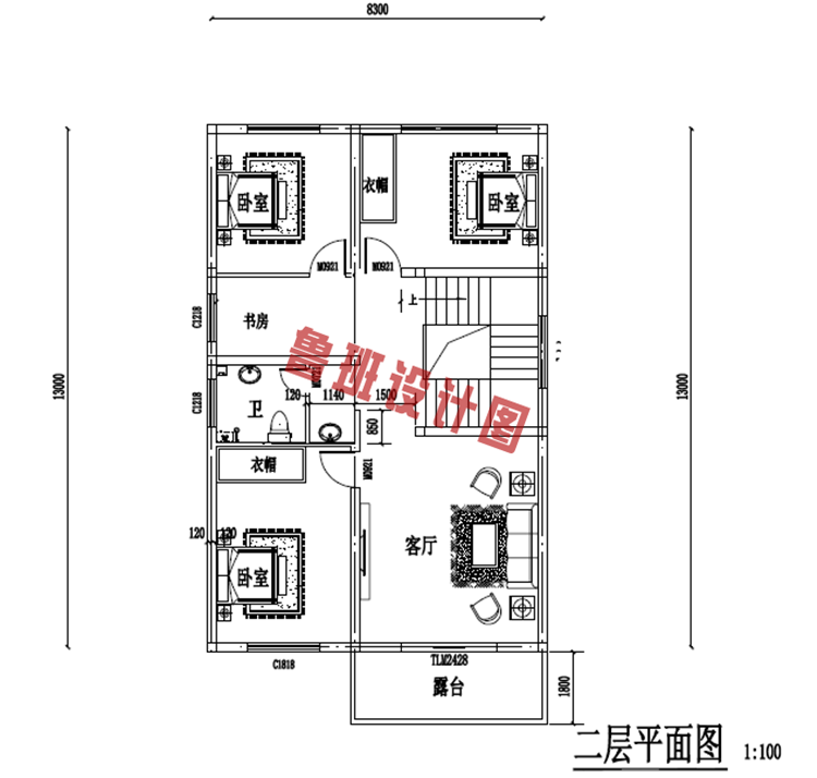 2019火爆销售款小户型三层小别墅二层户型图