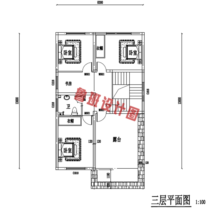 2019火爆销售款小户型三层小别墅三层户型图