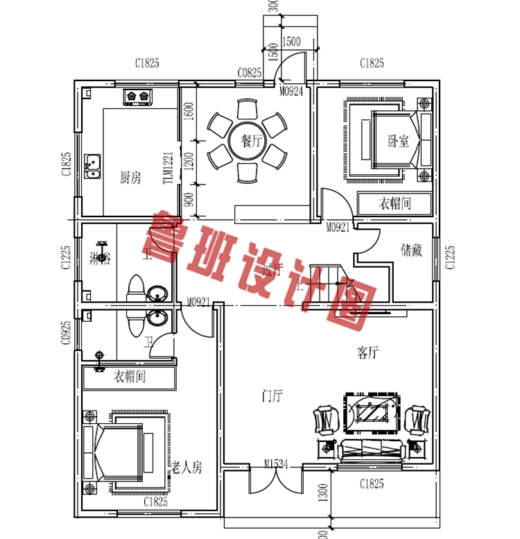 农村120平米三间三层楼房设计图纸