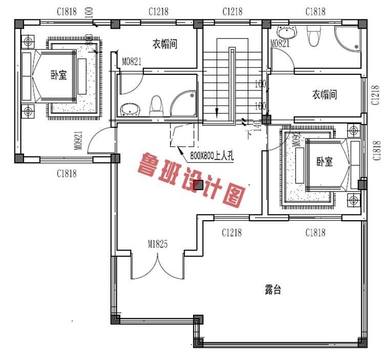 楼中楼三层自建房屋设计三层户型图